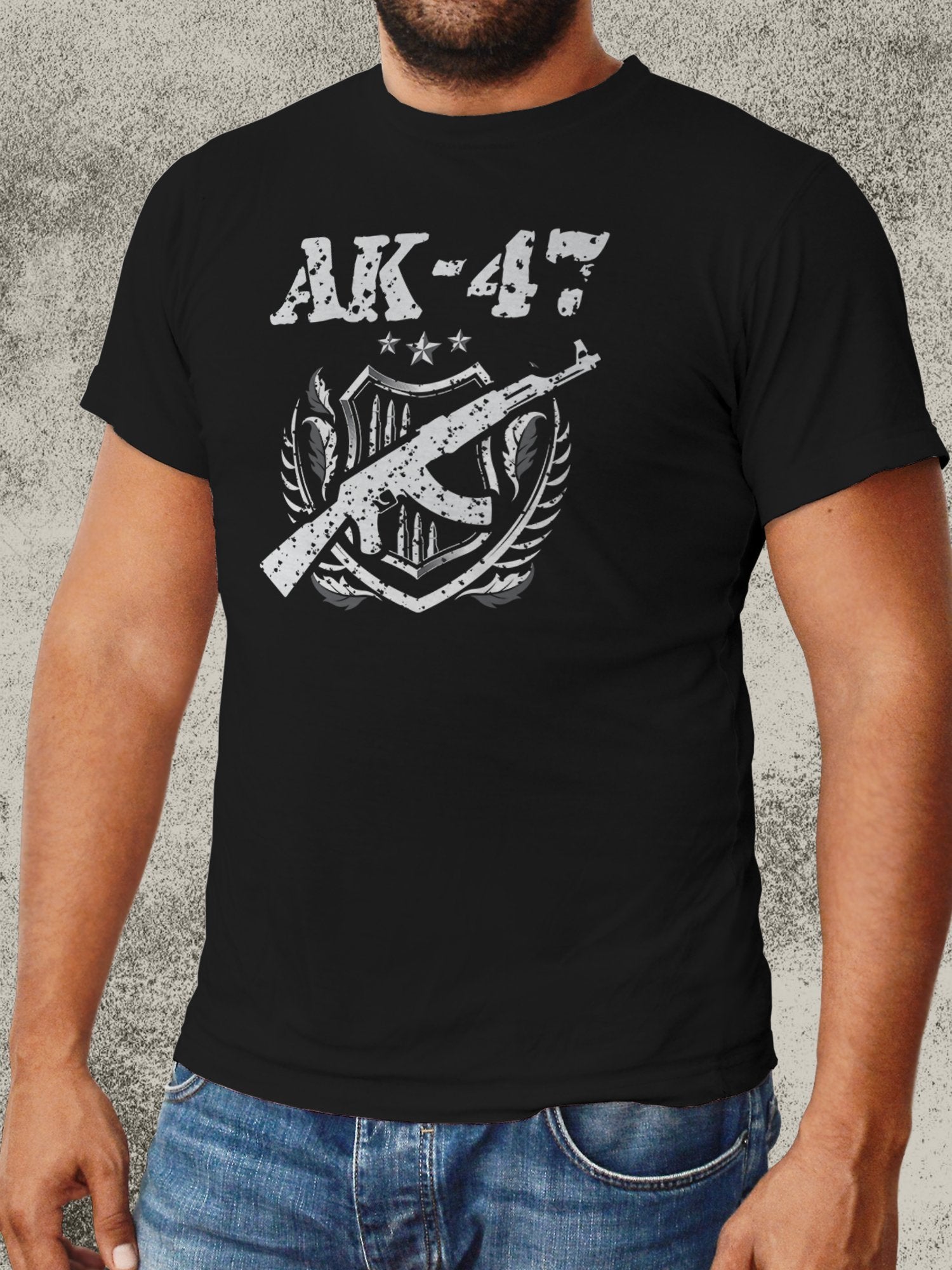 T shirt originaux Hommes Col rond Grande taille AK47 Carabine